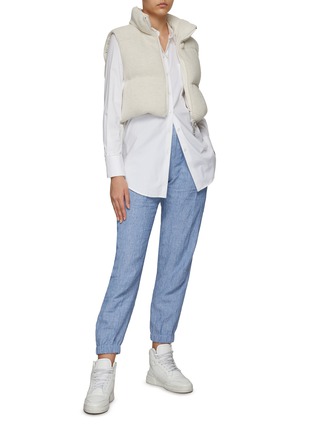 Figure View - Click To Enlarge - BRUNELLO CUCINELLI - ELASTIC CUFF TAILORED LINEN PANTS