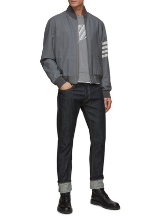Figure View - Click To Enlarge - THOM BROWNE  - 4-bar Stripe Wool Knit Bomber Jacket