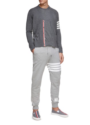 Figure View - Click To Enlarge - THOM BROWNE - Four Bar Stripe Branded Patch Sweatpants