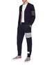 Figure View - Click To Enlarge - THOM BROWNE - Tri Coloured Four Bar Stripe Cotton Cardigan