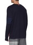 Back View - Click To Enlarge - THOM BROWNE - 4-Bar Stripe Cotton Long Sleeved T-Shirt