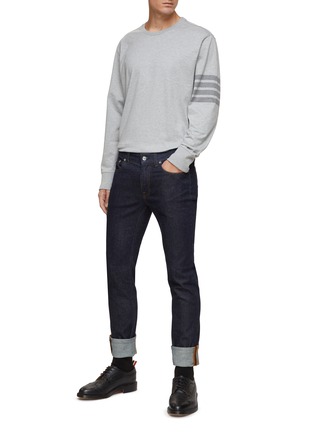 Figure View - Click To Enlarge - THOM BROWNE  - Long Sleeve 4-Bar Cotton Jersey T-Shirt