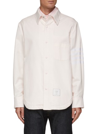 Main View - Click To Enlarge - THOM BROWNE  - 4-BAR SNAP FRONT COTTON JERSEY SUITING SHIRT