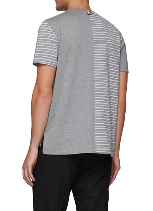 Back View - Click To Enlarge - THOM BROWNE  - SHORT SLEEVE RELAXED FIT STRIPE COTTON JERSEY T-SHIRT