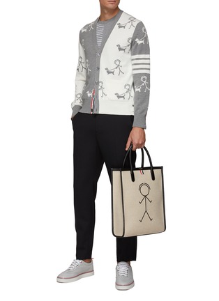 Figure View - Click To Enlarge - THOM BROWNE  - SHORT SLEEVE RELAXED FIT STRIPE COTTON JERSEY T-SHIRT