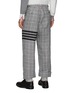Back View - Click To Enlarge - THOM BROWNE - 4-Bar Print Gingham Check Pleated Linen Pants