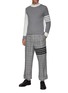 Figure View - Click To Enlarge - THOM BROWNE - 4-Bar Print Gingham Check Pleated Linen Pants