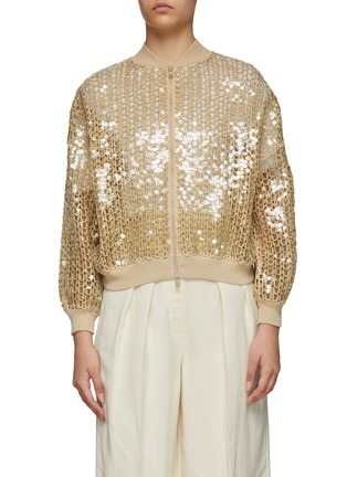Main View - Click To Enlarge - BRUNELLO CUCINELLI - ALL OVER SEQUIN BOMBER JACKET