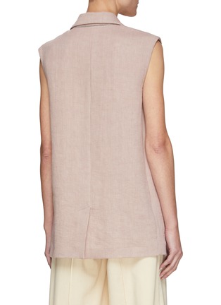 Back View - Click To Enlarge - BRUNELLO CUCINELLI - Tailored Linen Cotton Blend Sleeveless Blazer