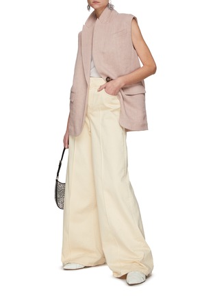 Figure View - Click To Enlarge - BRUNELLO CUCINELLI - Tailored Linen Cotton Blend Sleeveless Blazer