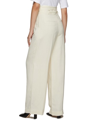 Back View - Click To Enlarge - BRUNELLO CUCINELLI - HIGH RISE SELF TIE WAIST WIDE LEG FLUID PANTS
