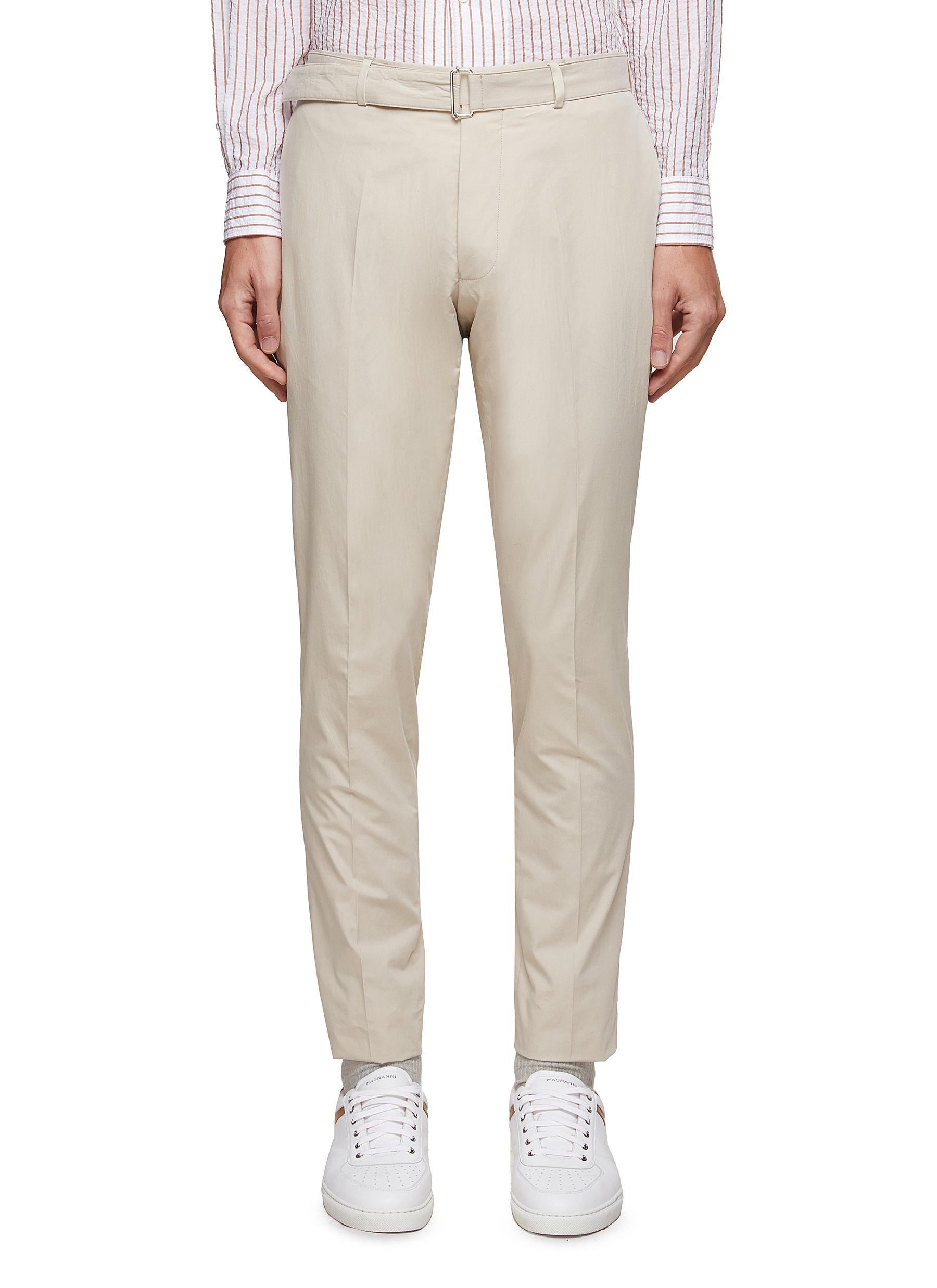PAUL' BELTED FLAT FRONT SLIM FIT COTTON 