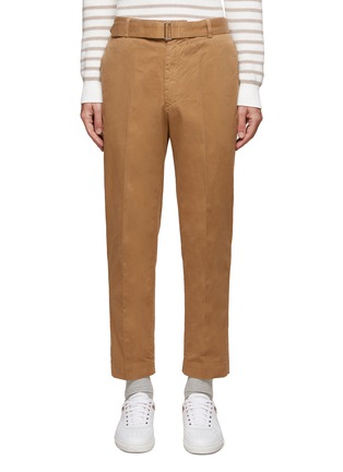 Main View - Click To Enlarge - OFFICINE GÉNÉRALE - ‘OWEN’ BELTED FLAT FRONT COTTON CROPPED CHINO