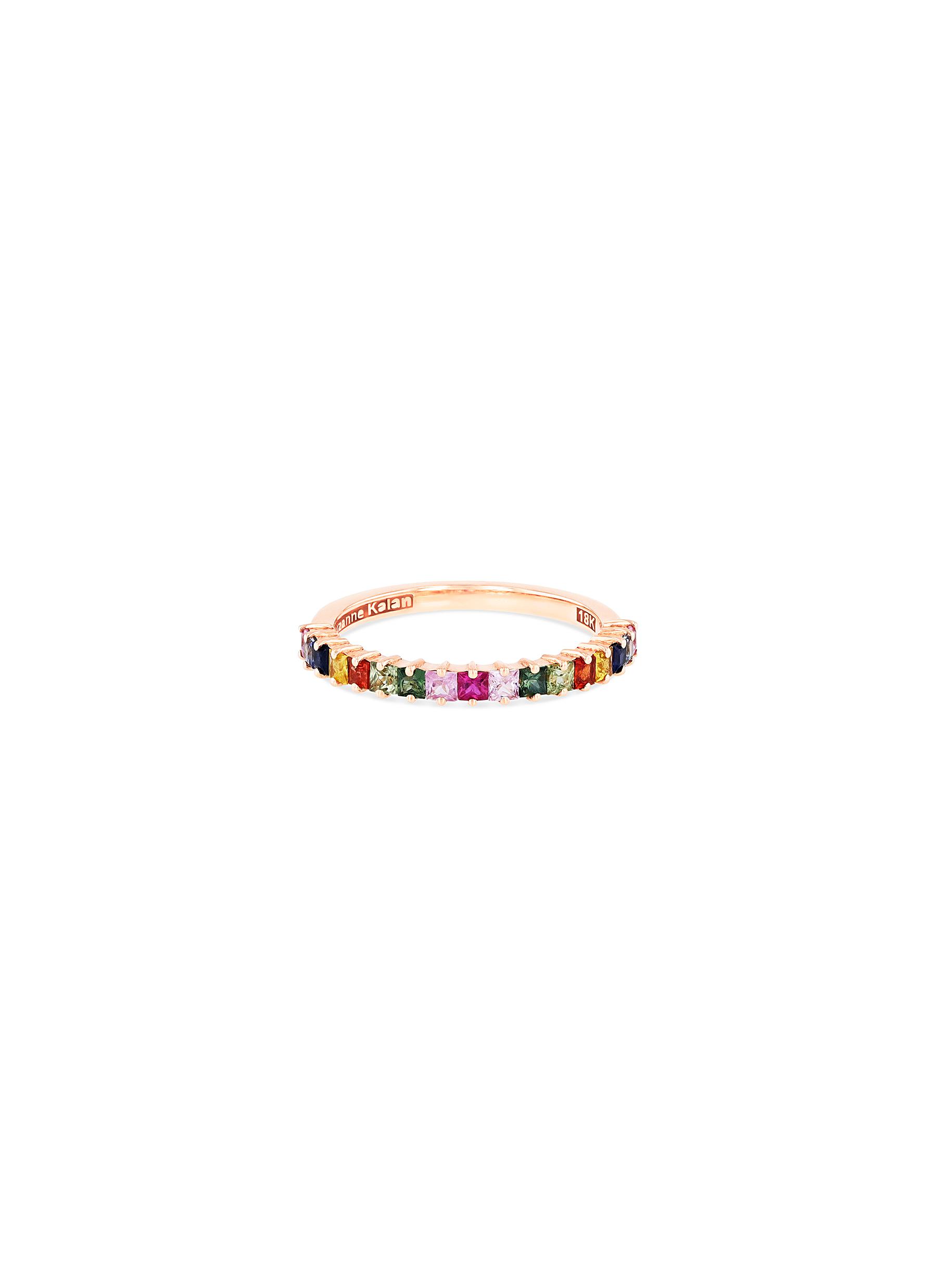 Suzanne Kalan Halfway' Rainbow Sapphire 18k Rose Gold Ring | ModeSens