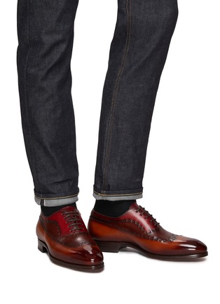 Figure View - Click To Enlarge - MAGNANNI - Stitched Detail Leather Oxford