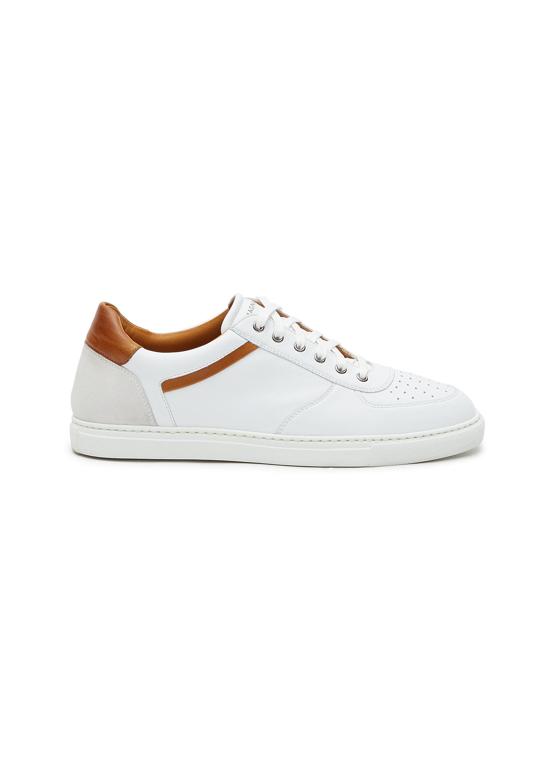 mens perforated leather sneakers