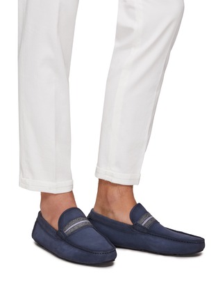 Figure View - Click To Enlarge - MAGNANNI - Two Toned Colour Band Suede Driver Loafers