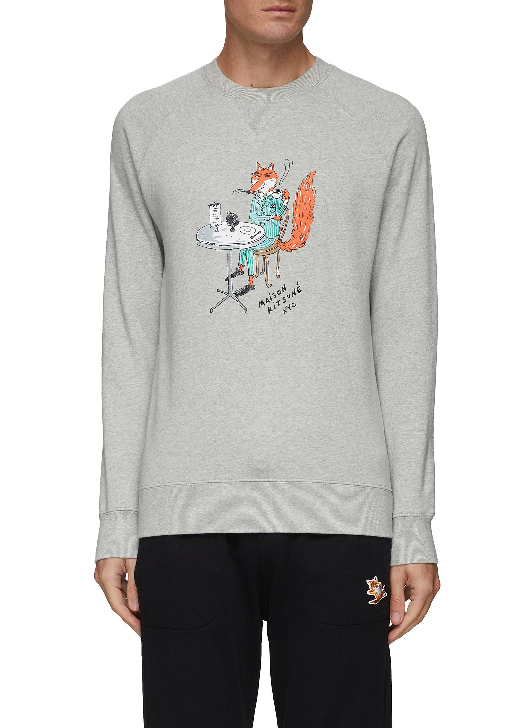 Coffee Fox graphic print raglan sweatshirt