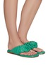 Figure View - Click To Enlarge - HEREU - NUVOLA' FLAT RUCHED THONG LEATHER SANDALS