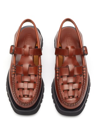 Detail View - Click To Enlarge - HEREU - CRANC SPORT' FLAT T-BAR SLINGBACK WOVEN LEATHER LOAFERS