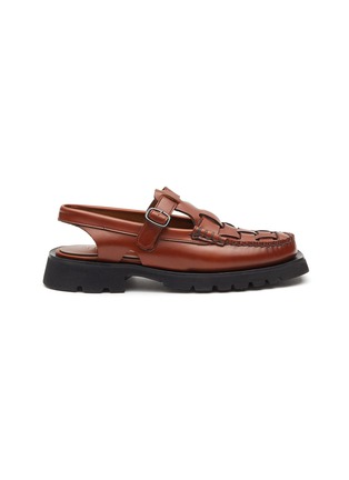 Main View - Click To Enlarge - HEREU - CRANC SPORT' FLAT T-BAR SLINGBACK WOVEN LEATHER LOAFERS