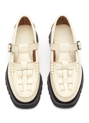 Detail View - Click To Enlarge - HEREU - SOLLER SPORT' FLAT T-BAR SLINGBACK WOVEN LEAETHER LOAFERS