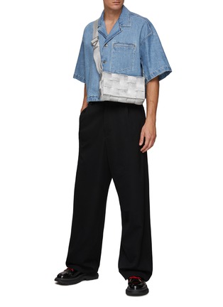 Figure View - Click To Enlarge - BOTTEGA VENETA - Cropped Light Bleached Denim Button Up Shirt