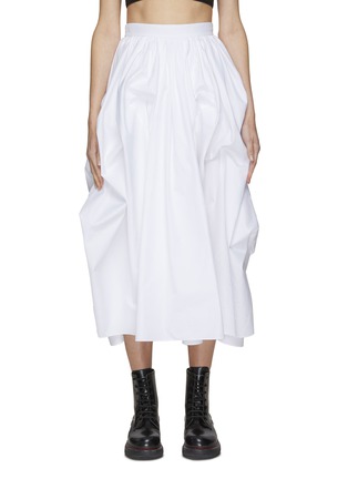 Main View - Click To Enlarge - ALEXANDER MCQUEEN - GATHERED DETAIL COTTON POPLIN MAXI SKIRT