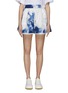 Main View - Click To Enlarge - ALEXANDER MCQUEEN - ‘PEGGY’ BLUE SKY PRINT DRAWSTRING WAIST SHORTS