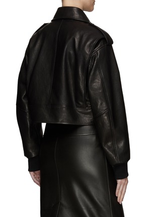Back View - Click To Enlarge - ALEXANDER MCQUEEN - ‘RAINY’ CROPPED LAMBSKIN LEATHER AVIATOR JACKET