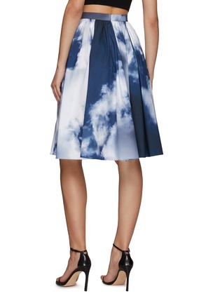 Back View - Click To Enlarge - ALEXANDER MCQUEEN - BLUE SKY PRINT GATHERED DETAIL MIDI SKIRT