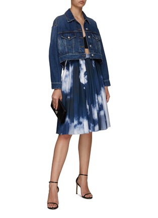 Figure View - Click To Enlarge - ALEXANDER MCQUEEN - BLUE SKY PRINT GATHERED DETAIL MIDI SKIRT