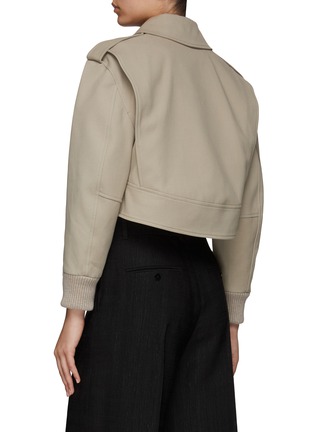 Back View - Click To Enlarge - ALEXANDER MCQUEEN - LONG SLEEVE WASHED COTTON PANAMA JACKET