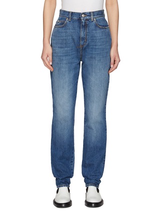 Main View - Click To Enlarge - ALEXANDER MCQUEEN - HIGH RISE SLIM FIT WASHED EFFECT DENIM JEANS