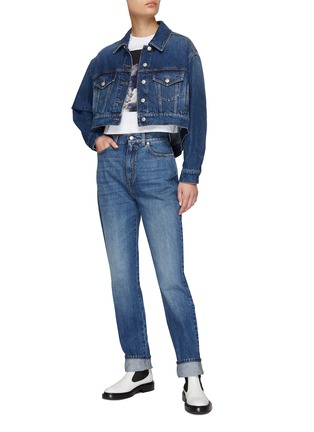 Figure View - Click To Enlarge - ALEXANDER MCQUEEN - HIGH RISE SLIM FIT WASHED EFFECT DENIM JEANS