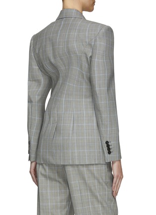 Back View - Click To Enlarge - ALEXANDER MCQUEEN - SINGLE BREASTED PRINCE OF WALES CHEQUERED WOOL TAILORED BLAZER