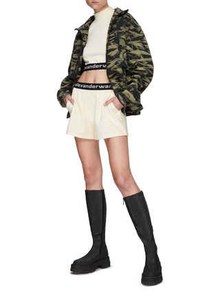 Figure View - Click To Enlarge - T BY ALEXANDER WANG - Logo Elastic Waist Corduroy Shorts