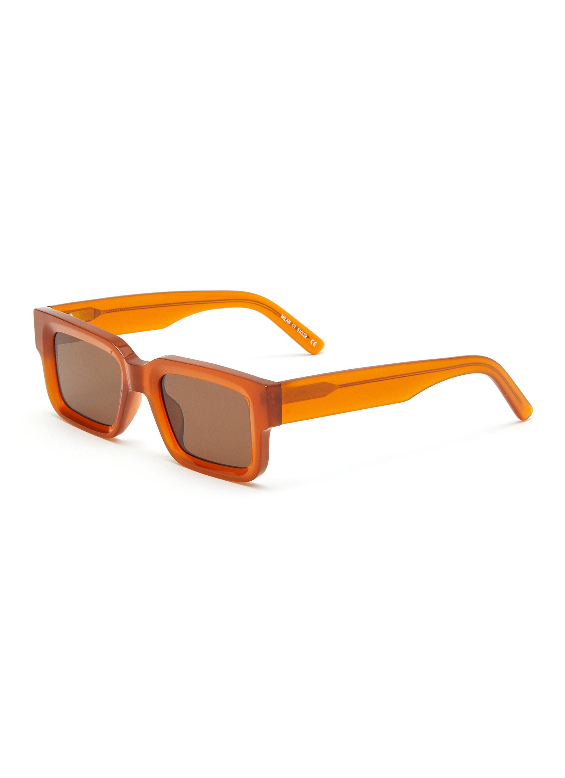 A. Society Milan' Thick Acetate Rectangular Sunglasses In Orange