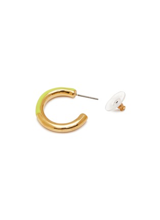 Detail View - Click To Enlarge - ONE OF A KIND - Half Enamel Brass Hoop Earrings