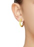 Figure View - Click To Enlarge - ONE OF A KIND - Half Enamel Brass Hoop Earrings