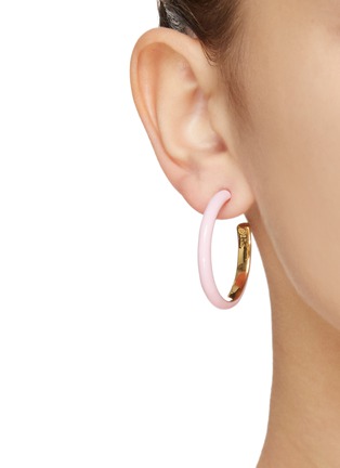 Figure View - Click To Enlarge - ONE OF A KIND - Enamel Brass Hoop Earrings