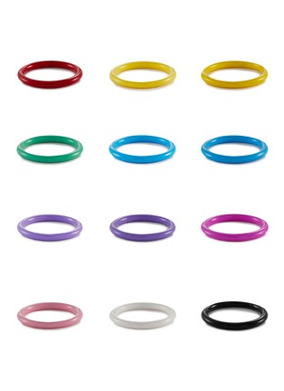 Main View - Click To Enlarge - ONE OF A KIND - Enamel Thin Band Rings Pack of 12