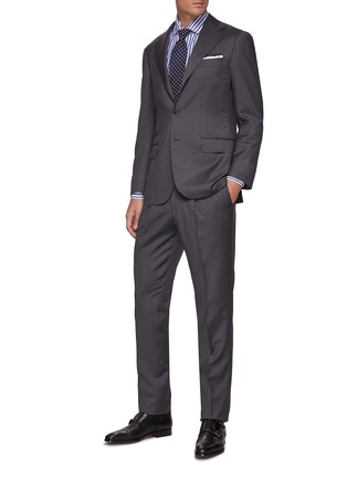Figure View - Click To Enlarge - RING JACKET - SINGLE BREASTED NOTCH LAPEL JETTED SUIT