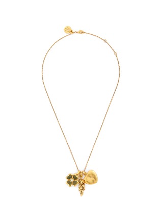 Main View - Click To Enlarge - GOOSSENS - ‘Talisman' clover 24k gold-plated multi-pendant necklace