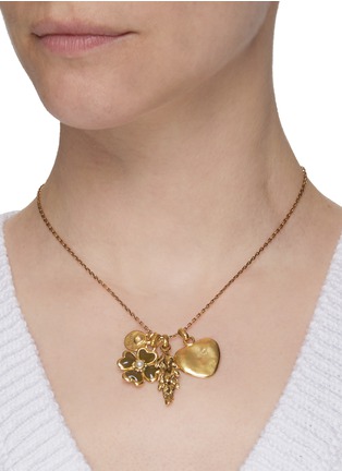 Figure View - Click To Enlarge - GOOSSENS - ‘Talisman' clover 24k gold-plated multi-pendant necklace