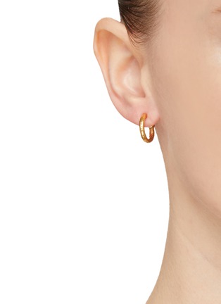 Front View - Click To Enlarge - GOOSSENS - ‘Talisman' asymmetric cabochons 24k gold-plated earrings