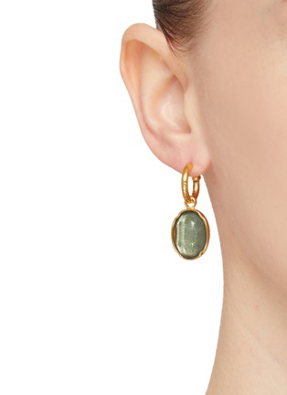 Figure View - Click To Enlarge - GOOSSENS - ‘Talisman' asymmetric cabochons 24k gold-plated earrings