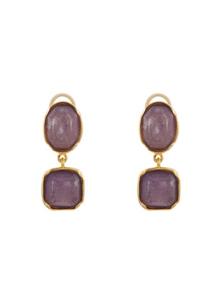 Main View - Click To Enlarge - GOOSSENS - ‘Cabochons' tinted crystal drop 24k gold-plated earrings