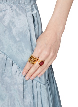 Figure View - Click To Enlarge - GOOSSENS - ‘Cabochons' tinted crystal 24k gold-plated ring