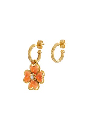 Main View - Click To Enlarge - GOOSSENS - ‘Talisman' 24k gold-plated enamel clover asymmetric earrings